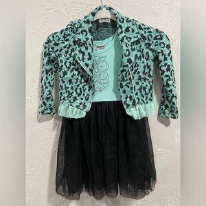 Girls knit works tutu leopard print owl dress